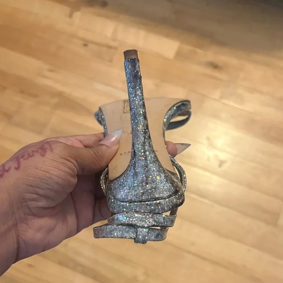 Kurt Geiger Silver Glitter Sandals - Picture 6 of 8